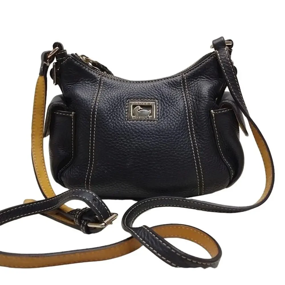 Dooney & Bourke Small Black Pebbled Leather Hobo Shoulder Bag